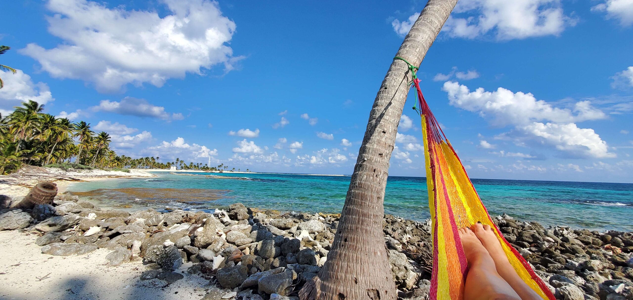 View from hammock looking out over the Caribbean